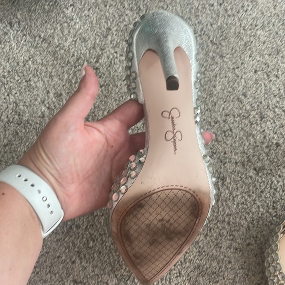 Jessica Simpson silver large rhinestone heels - Picture 4 of 7